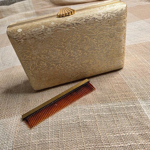 True Vintage Regency Mobwife Coastal Grandmother Preppy Bridal Clutch & Comb Set - Picture 2 of 10